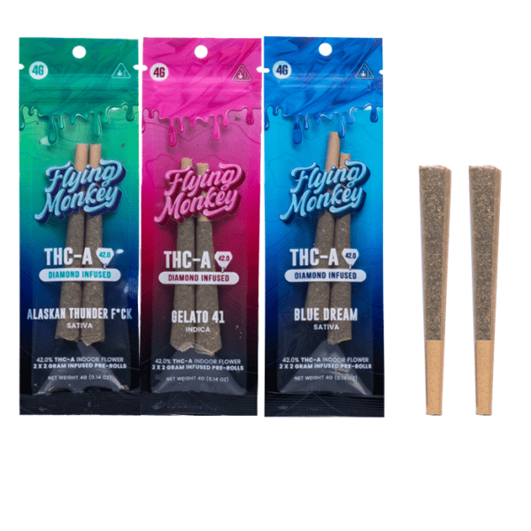 Flying Monkey THC-A Diamond Infused Pre Rolls 4G